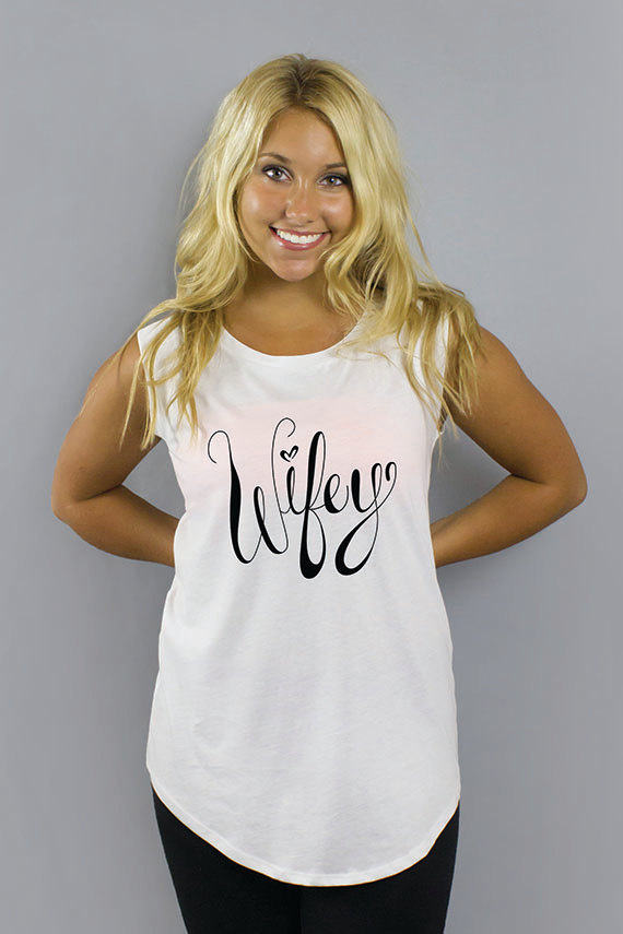 Wifey Typography Tank! https://www.etsy.com/listing/198920249/wifey-tank-100-cotton-custom?ref=pr_shop #calligraphy #vector #script #wifey #tank #fashion #type