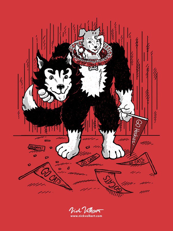 HUSKIE FANS REPRESENT. Here's a new Huskie on a 'mission'! While just a wee huskie, it's all-in getting ready for the big game as a mascot!