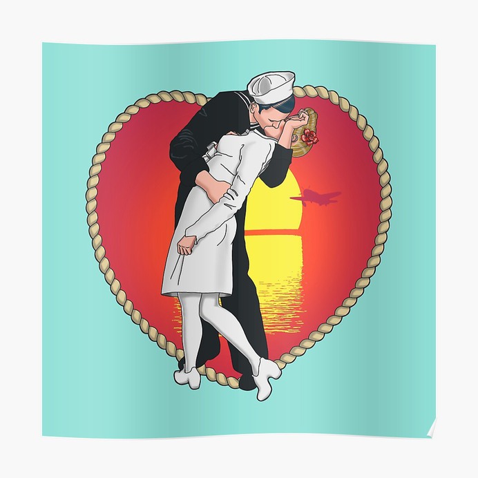 V-J Day Kiss Poster #kissingthewargoodbye #illustration #digitalpainting #photoshop #poster #sticker