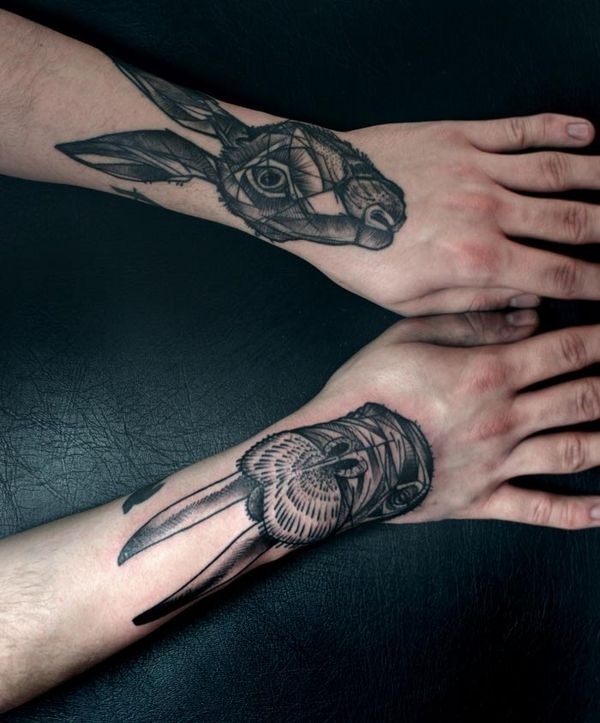 Arbeiten #line #black #tattoo #art #rabbit
