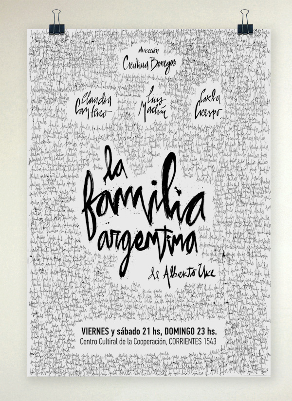 La Familia Argentina / Afiche de Teatro #white #theatre #black #typographic #poster #and