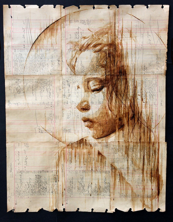 Michael Aaron Williams's Coffee Portraits on Antique Paper | Hi Fructose Magazine #coffee
