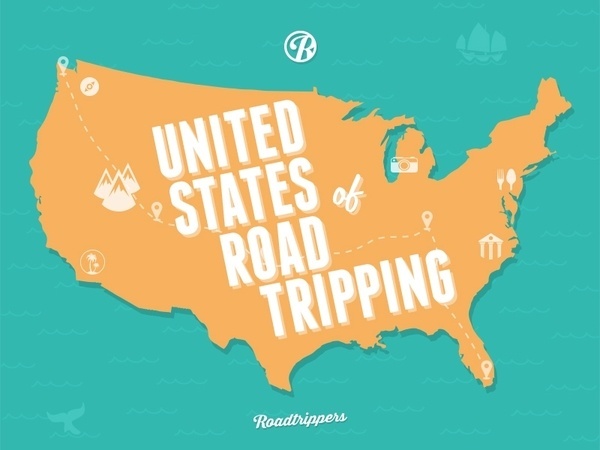 United States of Roadtripping #flat #roadtripperscom #design #travel #icons #map