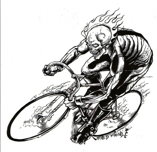 All sizes | Demon On A Track | Flickr - Photo Sharing! #fixed #fiend #illustration #lamoursupreme #bike #skull