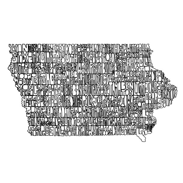 99 Counties But A Bitch Ain't One on Behance, Caitlin Barnes #iowa #drawn #hand #typography