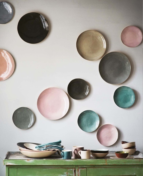polka dot plate wall #interior #plate #dots #kitchen #wall