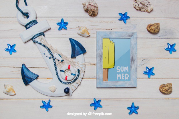 Summer theme with anchor and frame Free Psd. See more inspiration related to Frame, Mockup, Summer, Beach, Sea, Sun, Photo frame, Photo, Stars, Holiday, Mock up, Anchor, Decorative, Vacation, Wooden, Summer beach, Marine, Up, Season, Wood frame, Theme, Composition, Mock, Summertime and Seasonal on Freepik.