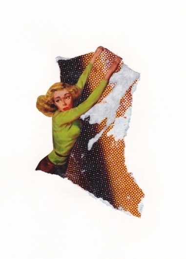 Gaëlle Faure - La chute, Collage sur papier, format 24 x 30. ©... #illustration #collage