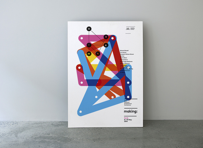 Poster designed by Garbett for the Australian Institute of Architects' 2014 conference Making #multiply #connections