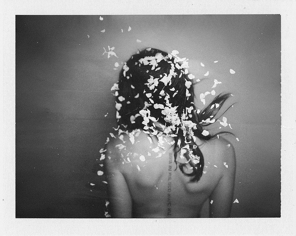 photo #white #girl #black #polaroid #and #flower