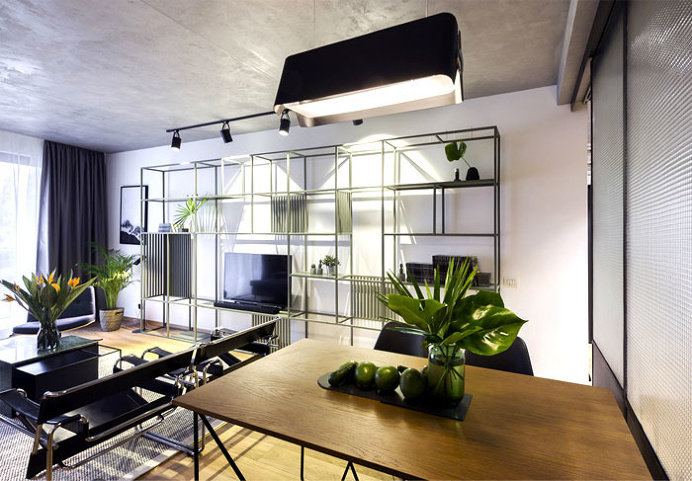 Bachelor's Apartment Features Glass and Steel Structures that Give Modern Vibe - InteriorZine