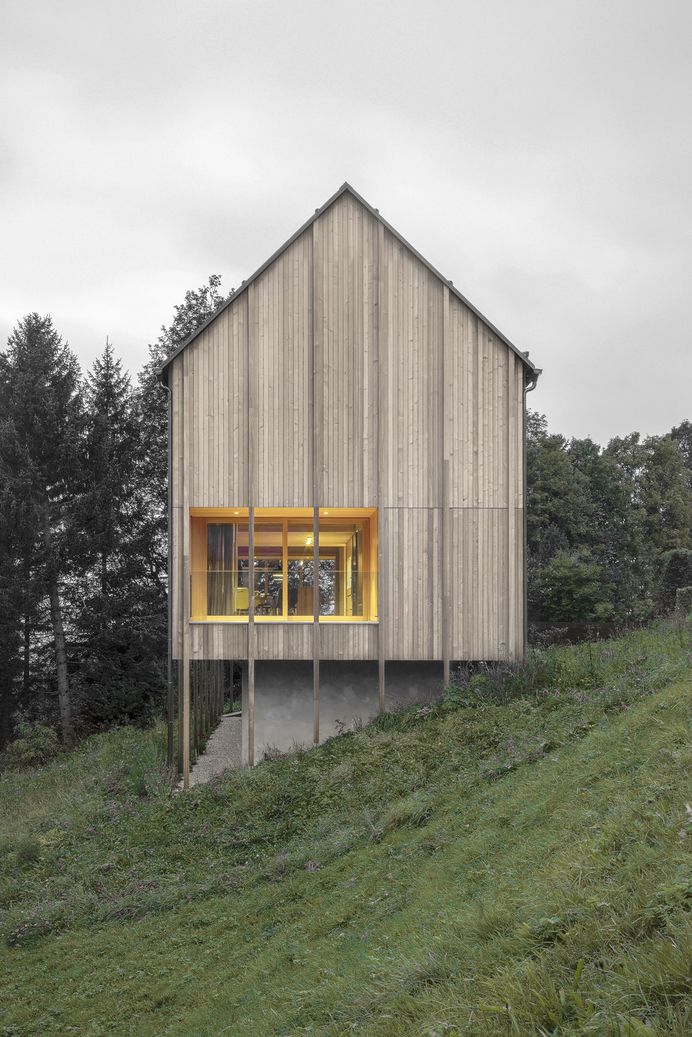 Typical farmhouse reimagined in modern contexts by Bernardo Bader Architects