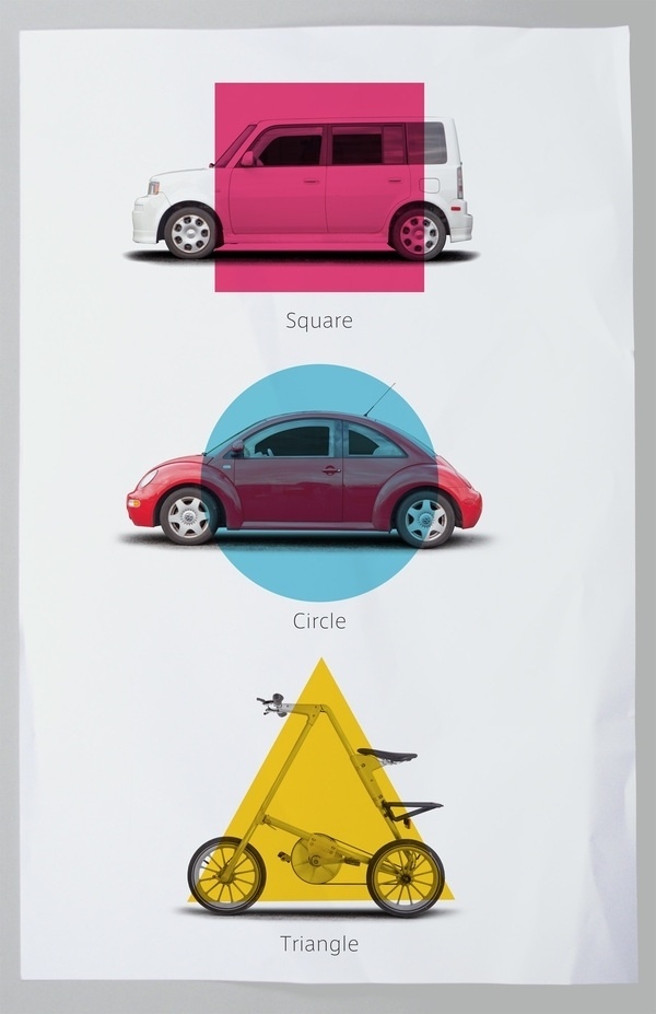 3 ICONIC Elements in Transportation Design on the Behance Network #automotive #scion #xb #beetle #strida #triangle #square #circle