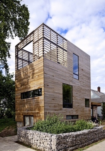 Pictures - Harpoon House - Harpoon House from the street. Photo: Lincoln Barbour - Architizer - Empowering Architecture: architects, buildings, interi #house #modern #gabion #landscape #wall #architecture