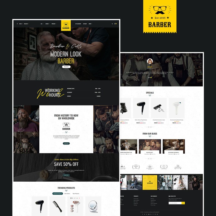 #Barber & #Hair #Cutts #Saloon - #Prestashop #Responsive #Theme | #TemplateTrip #eCommerce #Website #Design #Template
