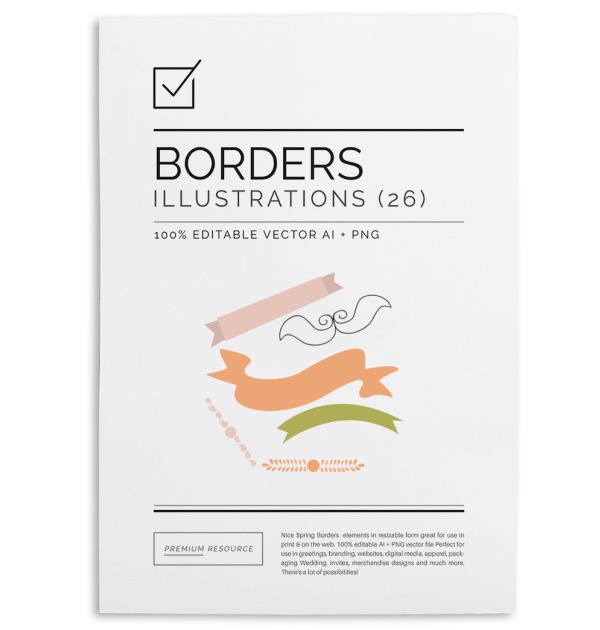 Spring Borders & Ribbons $9.00 These hand-drawn spring borders & ribbons can be just enough to give your designs a touch of charm.