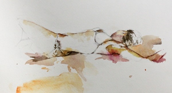 Lay #painting #figure #girl #lying