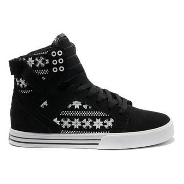 Supra Skytop Black White Snowflake Leatehr Trainers Womens #shoe