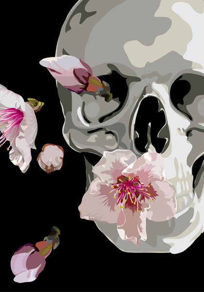 "Spring" Art Print by Miguel Angélus Batista | Society6 #spring #skull #vector #illustration