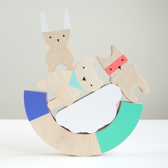 Wood Balancing Game #wood #balance #kids #bear #rabbit #toy #baby