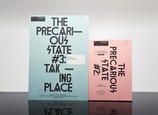 Felix Weigand - The Precarious State, Invitations for exhibition series of SKOR, Amsterdam, 2009 #typeography #poster