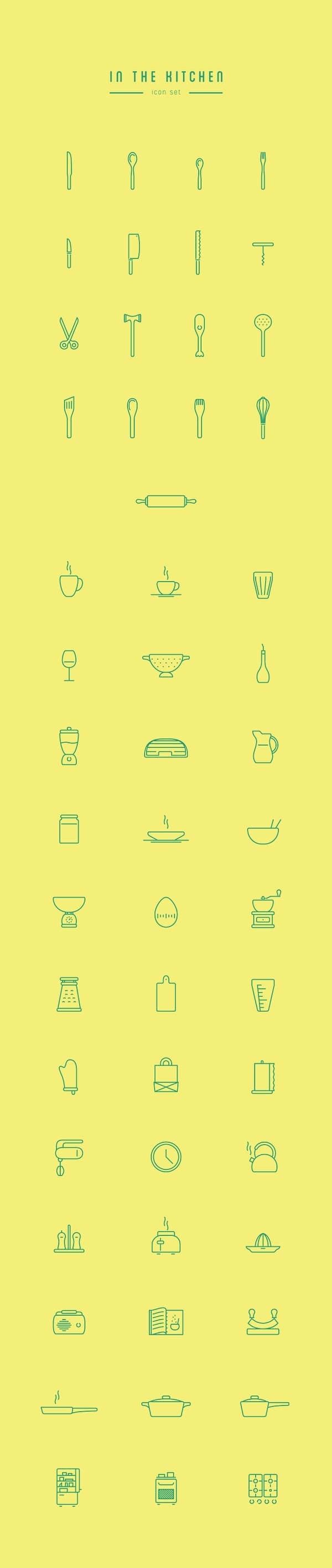 Free High Quality Kitchen Line Icon Set by Wojciech Zasina #icon #freebies #design #graphic #free #kitchen