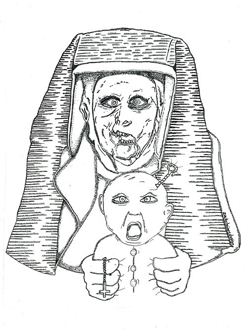 Exploding Babies #ink #white #black #pen #sketch