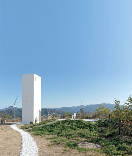 shingo masuda+katsuhisa otsubo + yuta shimada: little hilltop with wind view #architecture #white #tower