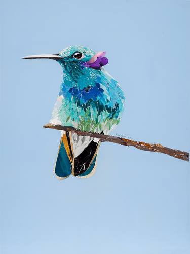 Saatchi Art Artist Victoria Molina; Collage, "Colibrí Orejas Violeta (PRINT 60x80cm)" #art
