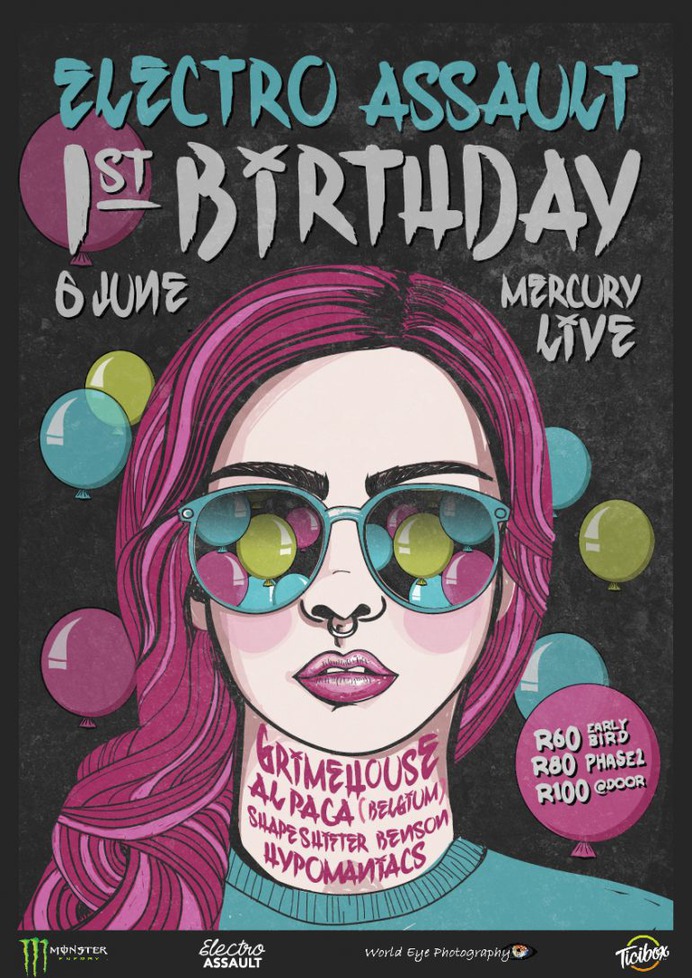 Electro Assault 1st Birthday Poster