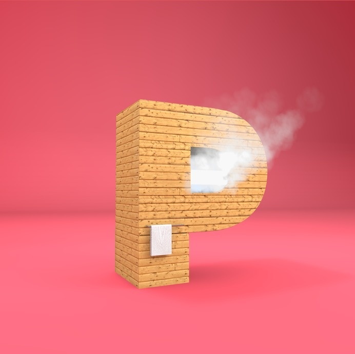 P - Sauna #lettering #cgi #design #poster #3d #typography
