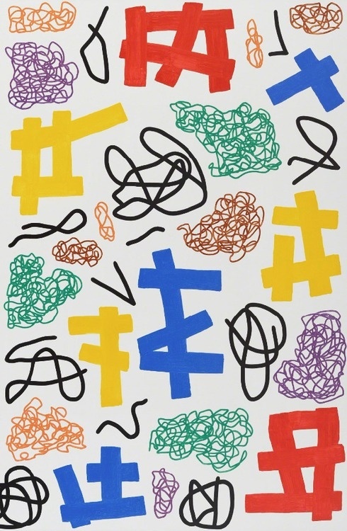 JONATHAN LASKER THE HANDICAPPER´S FAITH, 2011 (DETAIL) PRIMARY YELLOW #illustration