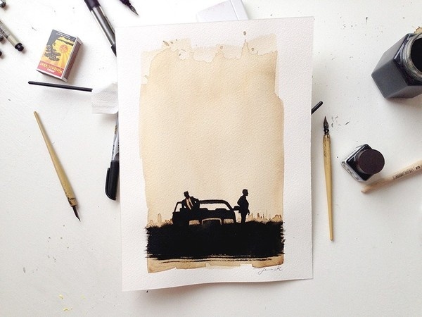 JensK True Detective #coffee #illustration #ink #poster