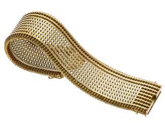 Bracelet: extraordinary, wide and heavy vintage gold wrought bracelet, 14K Gold