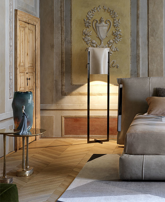 Carlo Colombo designed Amal bed and lamp for Flou - InteriorZine