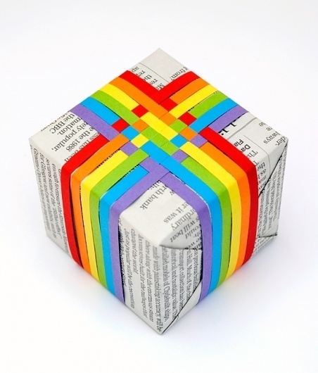 Woven paper gift topper | Mini-eco #woven #rainbow #paper