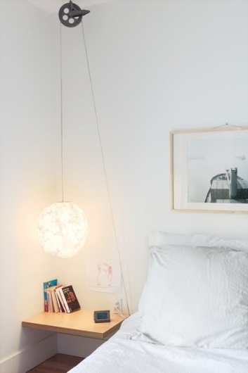 Thibault-clothesline-pulley-bedside-light.jpg (428×642) #white #roller #modern #pendant #pulley #industrial #wire #light