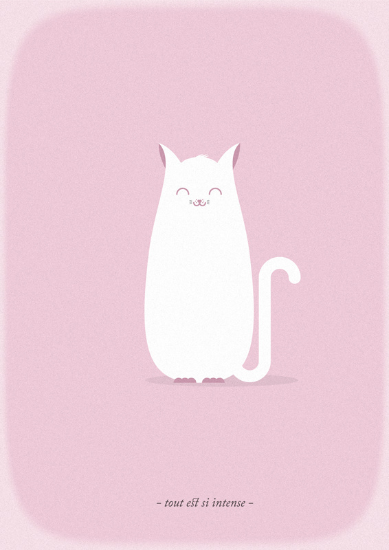 Clem #pink #illustration #animal #cat