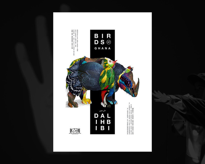 Affiches formats A3 et A4 réalisées pour la performance artistique d'Amine Bendriouich http://fabricevrigny.com/birds-of-ghana #graphic de