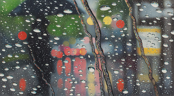 Rainscapes: Hyperrealistic Rainy Windshield Drawings by Elizabeth Patterson #water #droplets #windshield #illustration #rain #dripping #drawing #drops