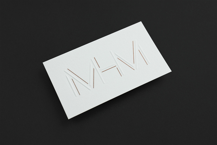 Logo and blind embossed business cards with metallic copper spot for MHM Architects by 26 Lettres #blind #business #embossed #copper #architects #26 #lettres #mhm #cards #metallic