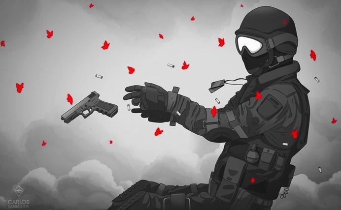 by carlosdamian.com #inspiration #pistol #war #illustration #disturbet
