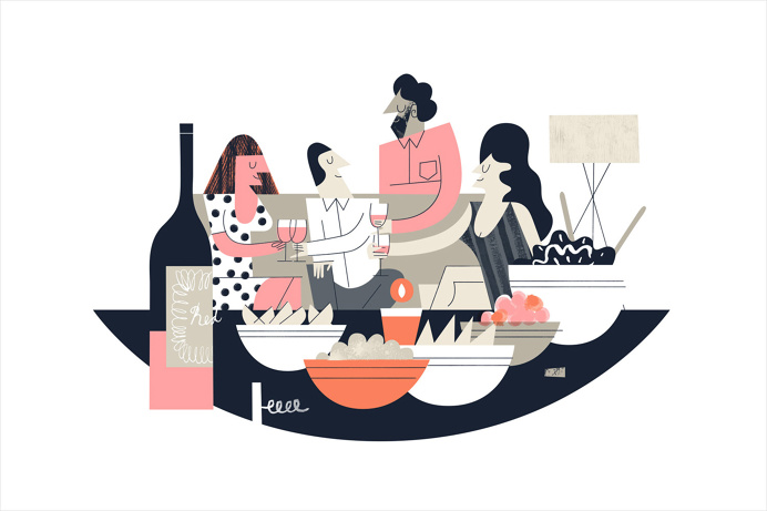 Illustration by Tom Froese commissioned by Conductor for High Street Wine Co, a wine bar and shop located in San Antonio's Pearl neighbourho