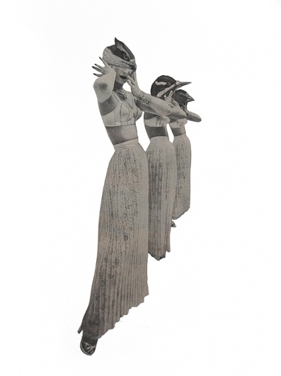 Dan Bina, The Silence After Sirens #bina #dan #bird #sirens #women #art #collage