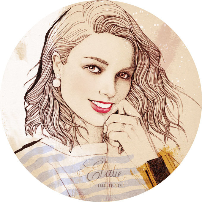 Ã‹lodie, colagene.com #ink #lines #woman #girl #eyes #details #hair #illustration #portrait #point #smile #beauty