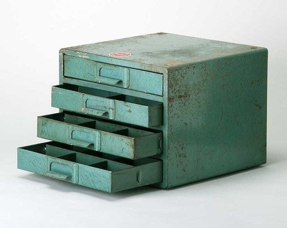 Vintage Industrial Green Parts cabinet #supplies #office #cabinet