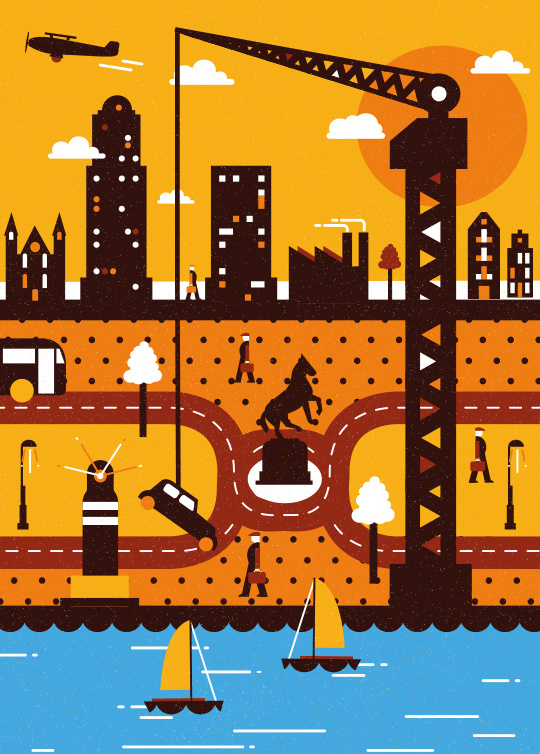 #illustrations #city #vector #poster #art #tpienczak #game #car #pepole #water #plane #man #street #streetart #western #horse #boat #bank #c