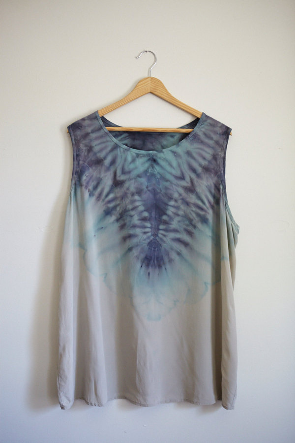 Hand Dyed Shibori Silk Top 2XL #dye