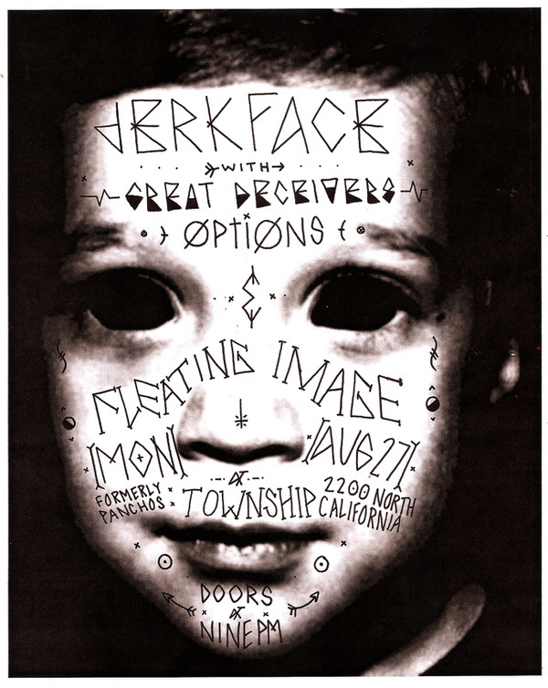 Jerkface #punk #letters #white #flyer #hand #black #illustration #drawn #poster #and #type #bw #typography