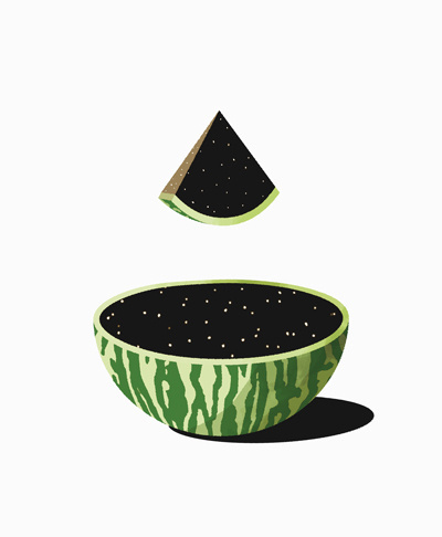 space watermelon #fruit #space #illustration #star #watermelon